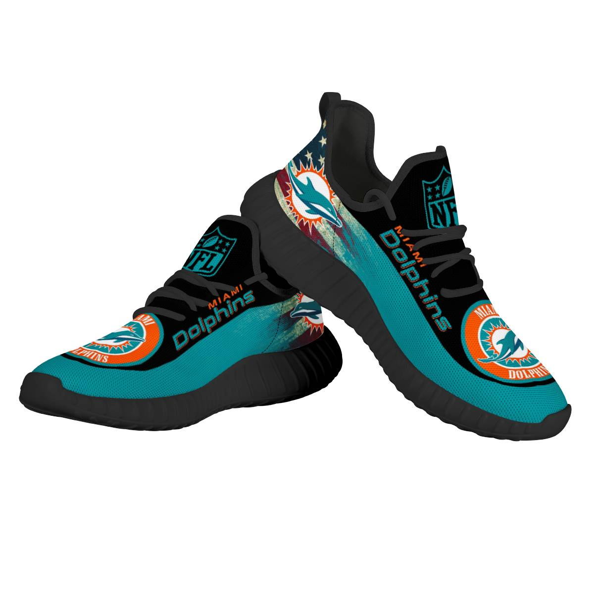 Men's NFL Miami Dolphins Mesh Knit Sneakers/Shoes 004